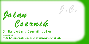 jolan csernik business card